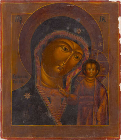 IKONE MIT DER GOTTESMUTTER VON KASAN (KASANSKAJA) MIT PERL-OKLAD - Foto 2