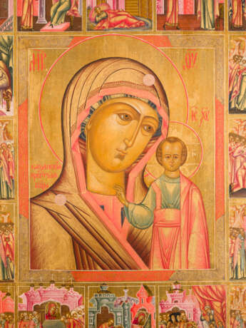A FINE, LARGE AND VERY RARE ICON SHOWING THE KAZANSKAYA MOTHER OF GOD WITHIN A SURROUND - фото 2