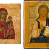 TWO SMALL ICONS: CHRIST PANTOKRATOR AND THE MOTHER OF GOD OF SMOLENSK - photo 1