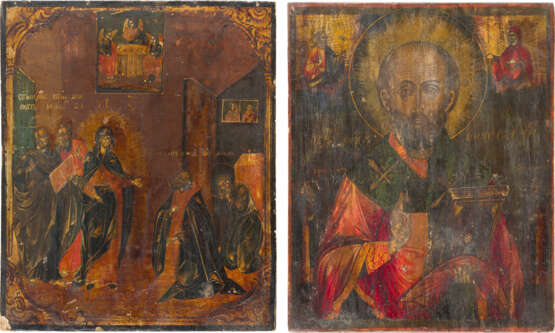 TWO ICONS: THE APPEARANCE OF THE MOTHER OF GOD TO ST. SERGEY OF RADONEZH AND ST. NICHOLAS - photo 1