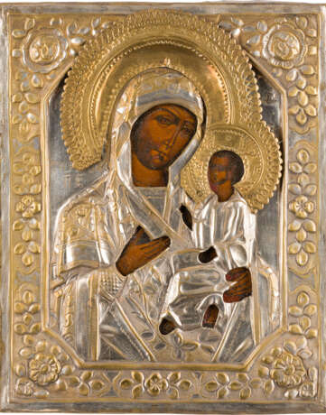A SMALL ICON SHOWING THE TIKHVINSKAYA MOTHER OF GOD WITH OKLAD - photo 1