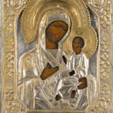 A SMALL ICON SHOWING THE TIKHVINSKAYA MOTHER OF GOD WITH OKLAD - photo 1