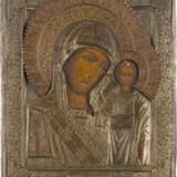 A SMALL ICON SHOWING THE KAZANSKAYA MOTHER OF GOD WITH OKLAD - photo 1