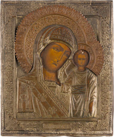A SMALL ICON SHOWING THE KAZANSKAYA MOTHER OF GOD WITH OKLAD - photo 1