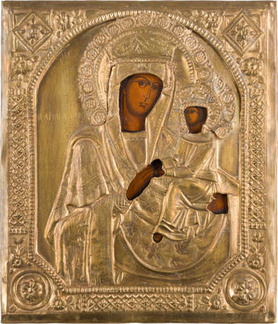 AN ICON SHOWING THE MOTHER OF GOD 'THE SURETY OF SINNERS' WITH OKLAD - photo 1