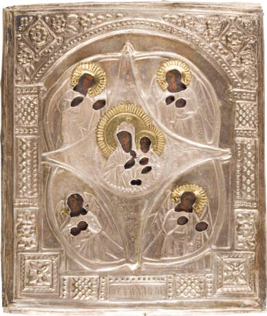 AN ICON SHOWING THE MOTHER OF GOD 'OF THE BURNING BUSH' WITH OKLAD - photo 1