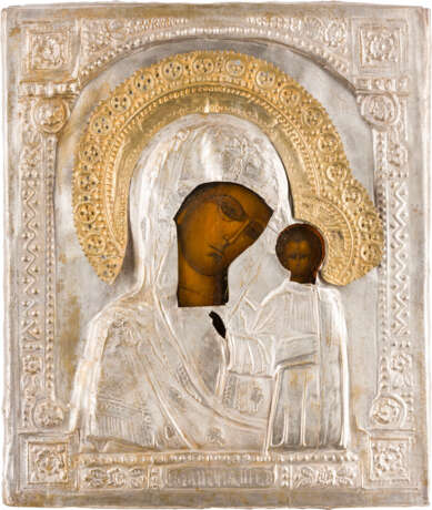 AN ICON SHOWING THE KAZANSKAYA MOTHER OF GOD WITH OKLAD - фото 1
