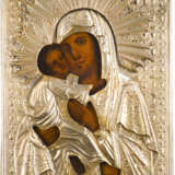 A SMALL ICON SHOWING THE VLADIMIRSKAYA MOTHER OF GOD WITH OKLAD - photo 1