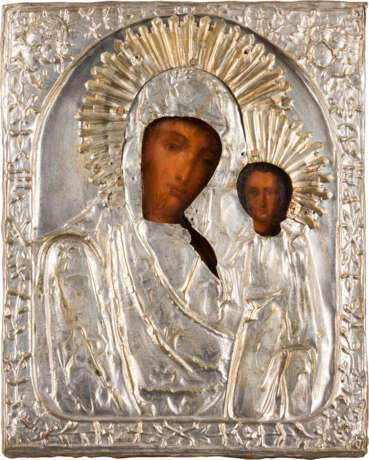 A SMALL ICON SHOWING THE KAZANSKAYA MOTHER OF GOD WITH OKLAD - photo 1