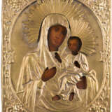 A SMALL ICON SHOWING THE TIKHVINSKAYA MOTHER OF GOD WITH OKLAD - photo 1