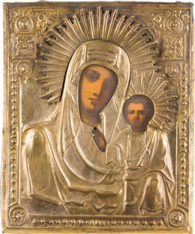 A SMALL ICON SHOWING THE KAZANZKAYA MOTHER OF GOD WITH OKLAD - фото 1