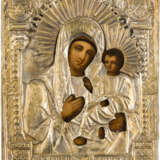 A SMALL ICON SHOWING THE TIKHVINSKAYA MOTHER OF GOD WITH OKLAD - photo 1