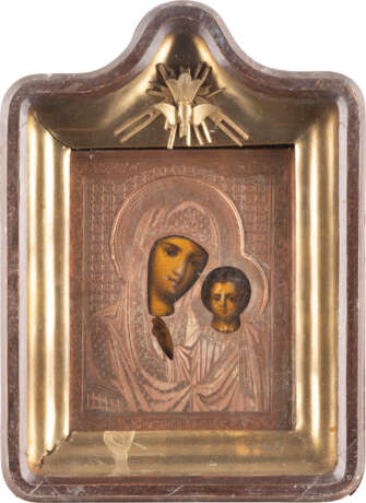 AN ICON SHOWING THE KAZANSKAYA MOTHER OF GOD WITH OKLAD WITHIN KYOT - photo 1