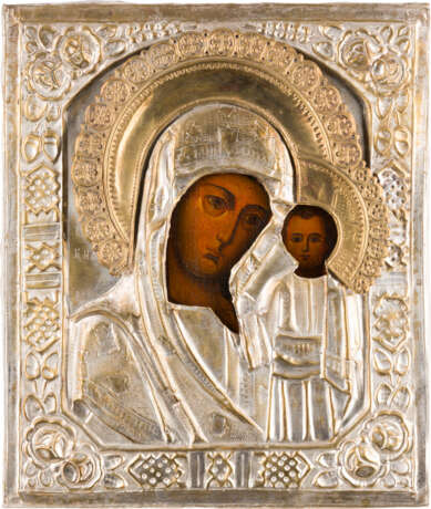 AN ICON SHOWING THE KAZANSKAYA MOTHER OF GOD WITH OKLAD - photo 1