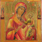 A FINE ICON SHOWING THE IVERSKAYA MOTHER OF GOD WITH A SILVER OKLAD - photo 2