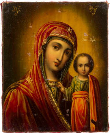 A FINE ICON SHOWING THE KAZANSKAYA MOTHER OF GOD WITH A SILVER-GILT OKLAD WITHIN KYOT - photo 3