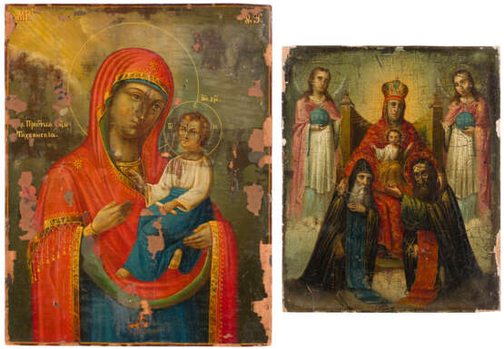 TWO ICONS SHOWING THE MOTHER OF GOD OF THE KIEV CAVES AND THE TIKHVINSKAYA MOTHER OF GOD - photo 1