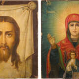 A LARGE PROCESSIONAL ICON SHOWING THE MOTHER OF GOD OF THE SIGN AND THE MANDYLION - photo 1