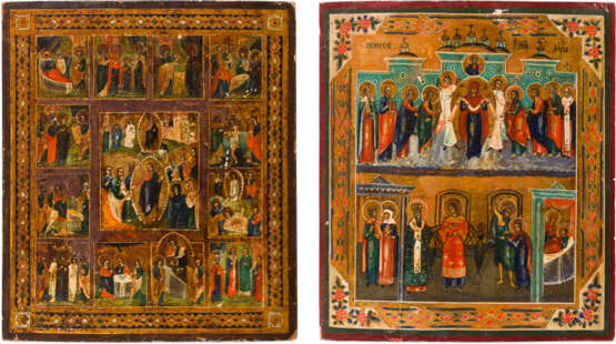 TWO ICONS: THE PROTECTING VEIL OF THE MOTHER OF GOD (POKROV') AND A FESTIVAL ICON - photo 1