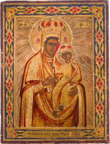 TWO SMALL ICONS SHOWING THE MOTHER OF GOD OF CHERNIGOV AND THE MOTHER OF GOD 'THE BURNING - photo 2