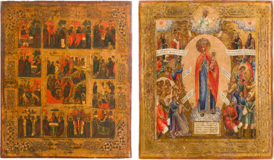TWO ICONS: THE MOTHER OF GOD 'JOY TO ALL WHO GRIEVE' AND A FEAST DAY ICON - фото 1