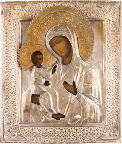 AN ICON SHOWING THE IERUSALIMSKAYA MOTHER OF GOD WITH OKLAD - фото 1