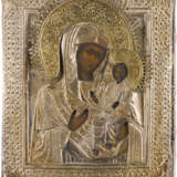 A SMALL ICON SHOWING THE IVERSKAYA MOTHER OF GOD WITH OKLAD - фото 1