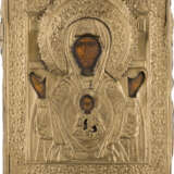 A SMALL ICON SHOWING THE MOTHER OF GOD OF THE SIGN WITH OKLAD - photo 1