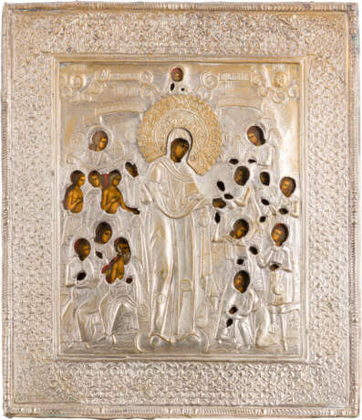 TWO ICONS WITH OKLAD: CHRIST PANTOKRATOR AND THE MOTHER OF GOD 'JOY TO ALL WHO GRIEVE' - photo 2
