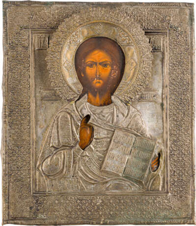 TWO ICONS WITH OKLAD: CHRIST PANTOKRATOR AND THE MOTHER OF GOD 'JOY TO ALL WHO GRIEVE' - photo 3