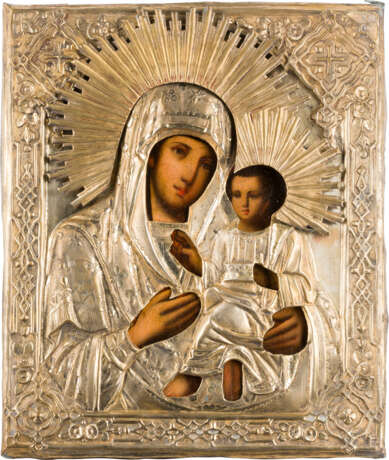 AN ICON SHOWING THE TIKHVINSKAYA MOTHER OF GOD WITH OKLAD - фото 1