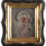 TWO SMALL ICONS SHOWING THE IVERSKAYA MOTHER OF GOD WITH A SILVER OKLAD WITHIN KYOT AND - photo 2