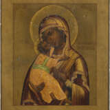 A FINE ICON SHOWING THE VLADIMIRSKAYA MOTHER OF GOD - фото 1