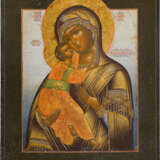 A VERY FINE ICON SHOWING THE VLADIMIRSKAYA MOTHER OF GOD - фото 1