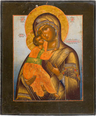 A VERY FINE ICON SHOWING THE VLADIMIRSKAYA MOTHER OF GOD - фото 1