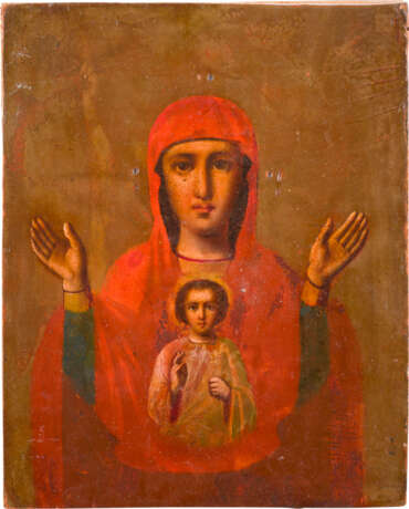 A SMALL ICON SHOWING THE MOTHER OF GOD OF THE SIGN - фото 1