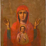 A SMALL ICON SHOWING THE MOTHER OF GOD OF THE SIGN - фото 1
