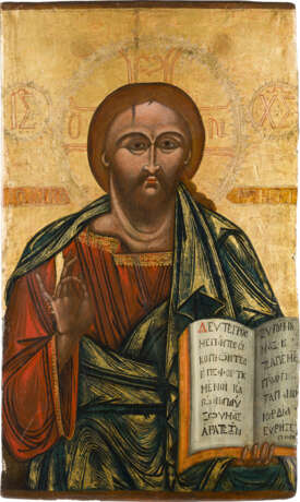 A MONUMENTAL ICON SHOWING CHRIST PANTOKRATOR FROM A CHURCH ICONOSTASIS - photo 1
