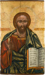 MONUMENTALE IKONE MIT CHRISTUS PANTOKRATOR AUS EINER KIRCHEN-IKONOSTASE