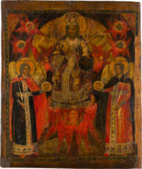 A LARGE AND FINE ICON SHOWING CHRIST ENTHRONED AS HIGH PRIEST