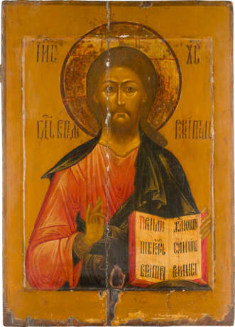 A MONUMENTAL ICON SHOWING CHRIST PANTOKRATOR FROM A CHURCH ICONOSTASIS - photo 1