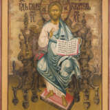 A MONUMENTAL ICON SHOWING THE ENTHRONED CHRIST FROM A CHURCH ICONOSTASIS - фото 1
