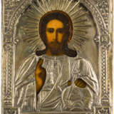 A SMALL ICON SHOWING CHRIST PANTOKRATOR WITH OKLAD - photo 1