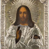 AN ICON SHOWING CHRIST THE SAVIOUR WITH OKLAD - фото 1
