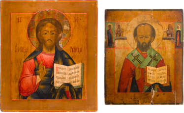 ZWEI IKONEN: HEILIGER NIKOLAUS VON MYRA UND CHRISTUS PANTOKRATOR