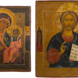 TWO ICONS SHOWING CHRIST PANTOKRATOR AND THE SMOLENSKAYA MOTHER OF GOD - photo 1