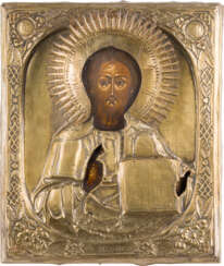 AN ICON SHOWING CHRIST PANTOKRATOR WITH OKLAD