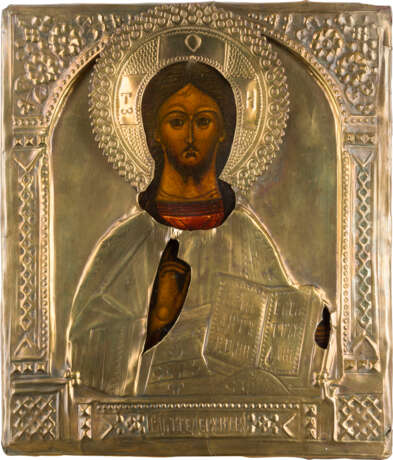 AN ICON SHOWING CHRIST PANTOKRATOR WITH OKLAD - photo 1 AN ICON SHOWING CHRIST PANTOKRATOR WITH OKLAD - photo 1