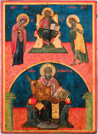 FEINE ZWEIFELDER-IKONE MIT DEESIS UND DEM HEILIGEN ATHANASIOS - Foto 1