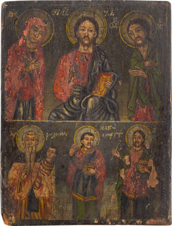 A TWO-PARTITE ICON SHOWING THE DEISIS AND SELECTED SAINTS - фото 1